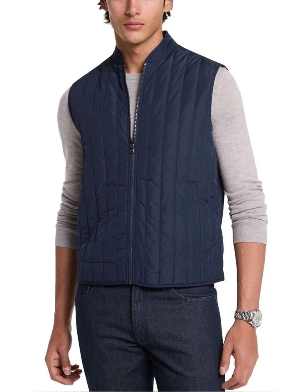 Michael Kors Quilted Navy Zip Vest